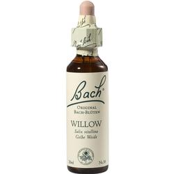 Flasche mit einem Etikett mit der Aufschrift "Bach Willow Original Bach-Blüten".