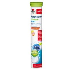 Röhre mit Brausetabletten für Magnesium und Kalium in Zitronen-Grapefruit-Geschmack.