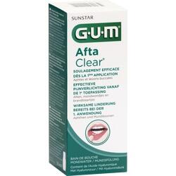 Verpackung von GUM AftaClear Mundspülung gegen Aphten und Mundläsionen.