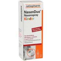 Verpackung von NasenDuo Nasenspray für Kinder zwischen 2 und 6 Jahren.